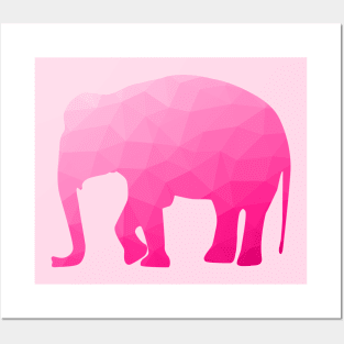 Elephant hot pink ombre geometric mesh pattern Posters and Art